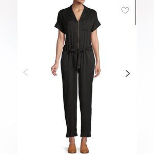 Lord & Taylor Short Sleeve Zip-Front Jumpsuit